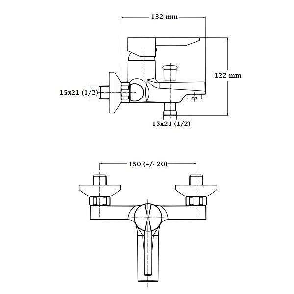 Mitigeur de baignoire NF ALTO dimensions