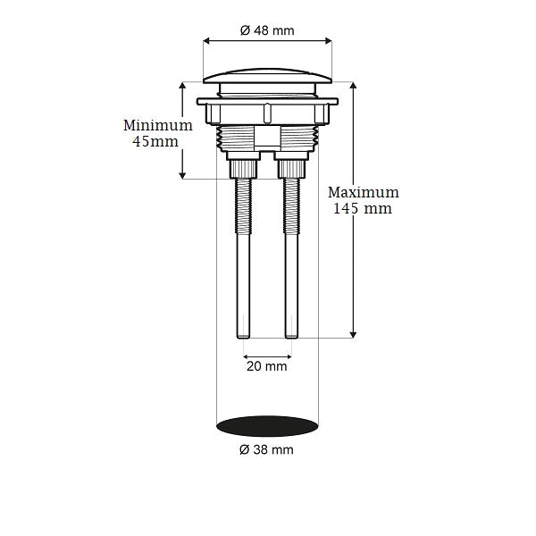 Mécanisme WC 3/6 litres à poussoir dimensions