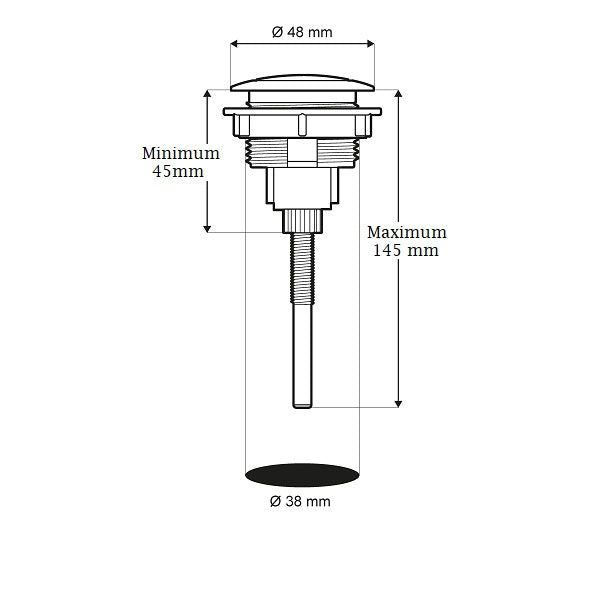 Bouton Poussoir Mécanisme WC dimensions