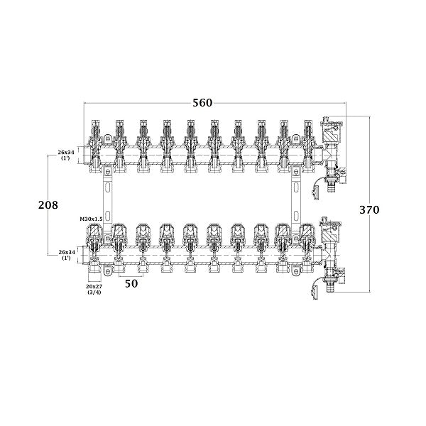 Dimensions collecteur plancher chauffant 10 départs