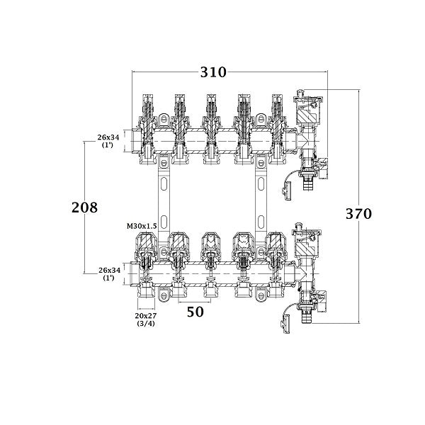 Dimensions collecteur plancher chauffant 5 départs