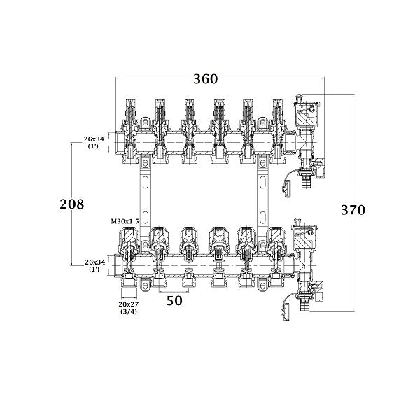 Dimensions collecteur plancher chauffant 7 départs