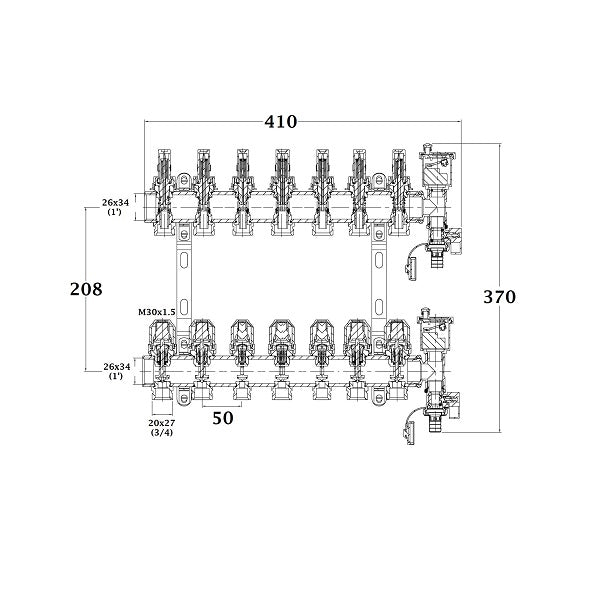 Dimensions collecteur plancher chauffant 6 départs