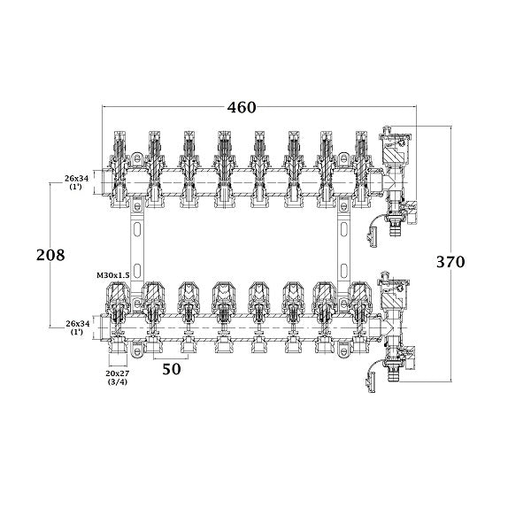 Dimensions collecteur plancher chauffant 8 départs