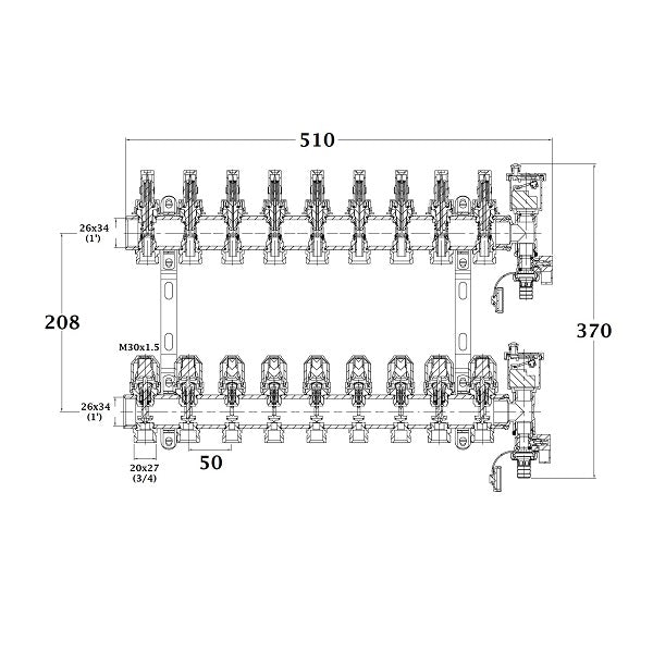 Dimensions collecteur plancher chauffant 9 départs