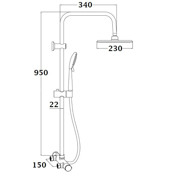 Colonne de Douche Thermostatique DERVENN dimensions
