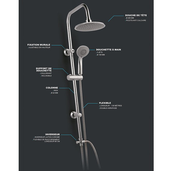 Colonne de douche LENA sans robinetterie schéma