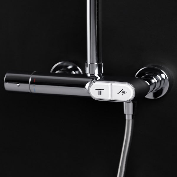 Mitigeur thermostatique de la colonne de douche SWITCHEA | 1 bouton pour la douche de tête / 1 bouton pour la douchette à main