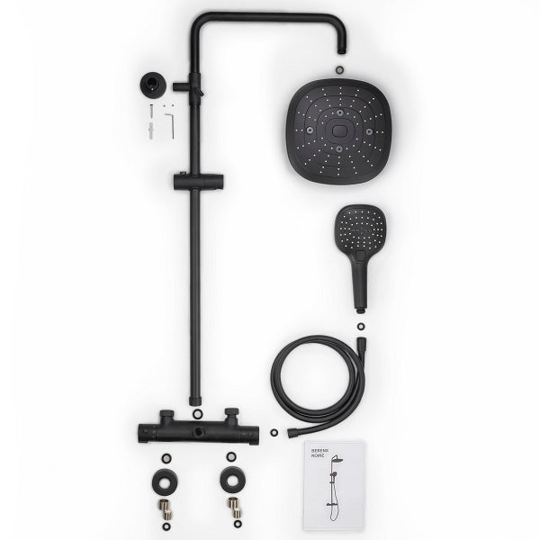 Colonne de Douche Thermostatique Noire BERENS décomposition