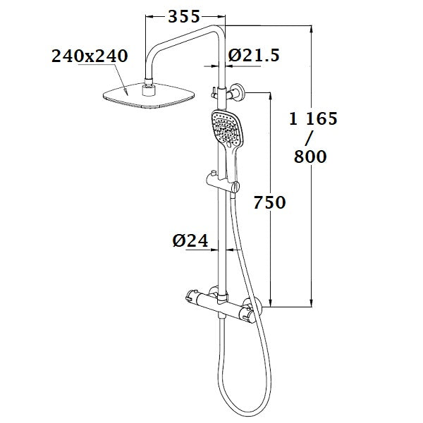BERENS Colonne de Douche Thermostatique dimensions