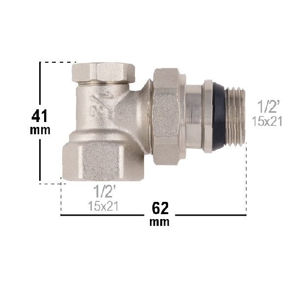 Dimensions Coude de Réglage pour Radiateur