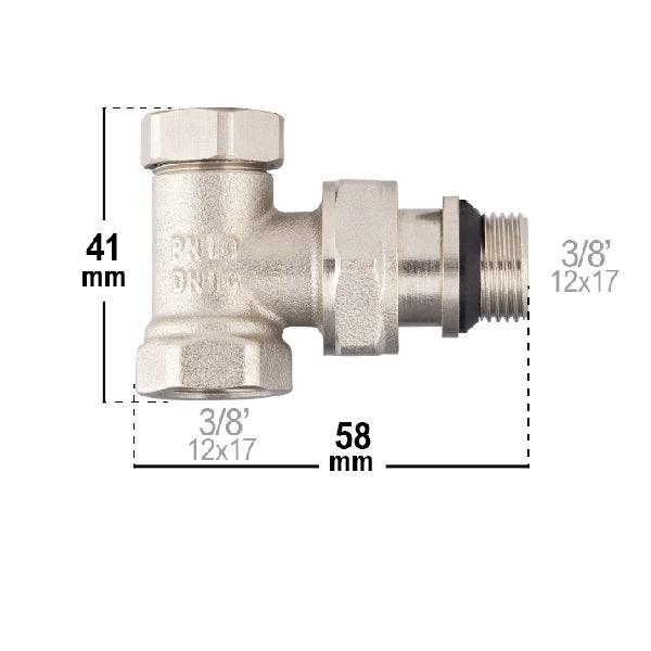 Dimensions Coude de Réglage de Radiateur