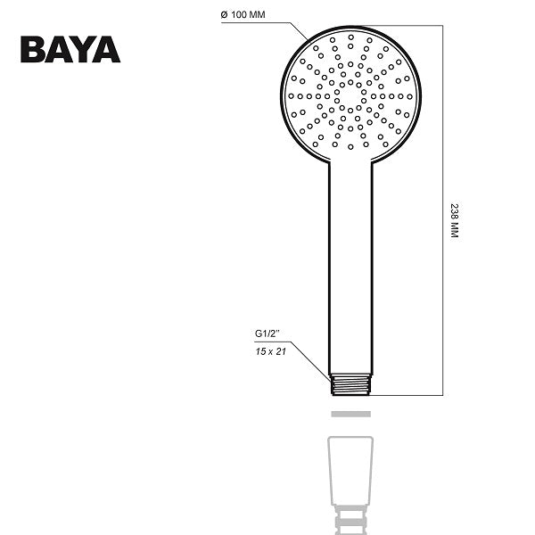 Douchette économie d'eau BAYA dimensions