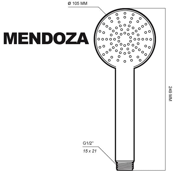 Douchette 2 jets MENDOZA dimensions