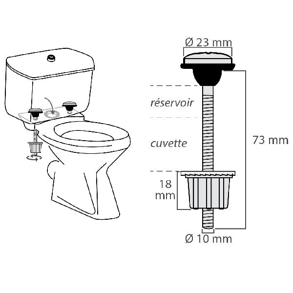 Fixation Réservoir WC Anti Rouille