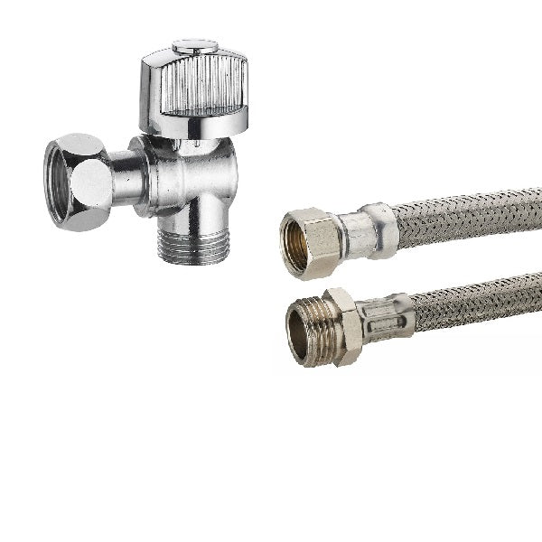 Kit Robinet WC 1/4 de Tour + Flexible 30 cm