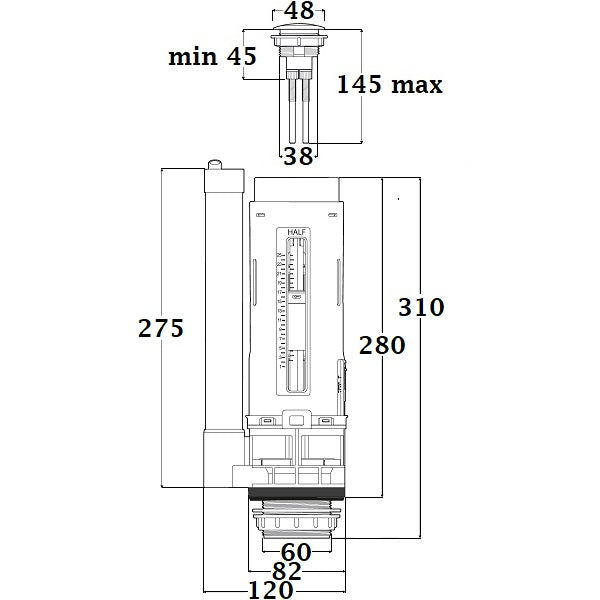 Mécanisme WC NF double poussoir dimensions