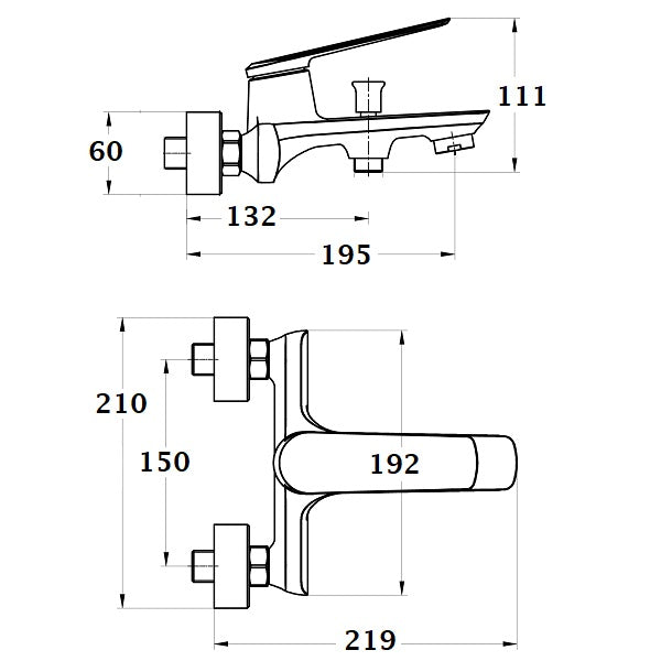 Mitigeur de bain-douche NAZKA dimensions