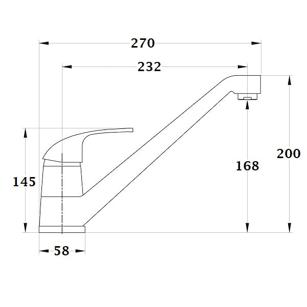 Mitigeur de cuisine bec fondu FANGO inox brossé dimensions