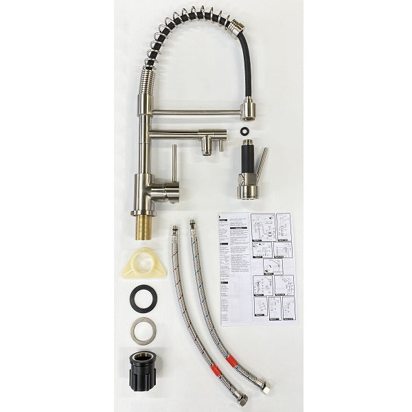 Mitigeur évier chef double sortie OASIS inox brossé décomposition