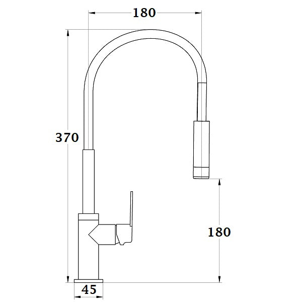 Mitigeur évier haut bec flexible KONCERTO dimensions