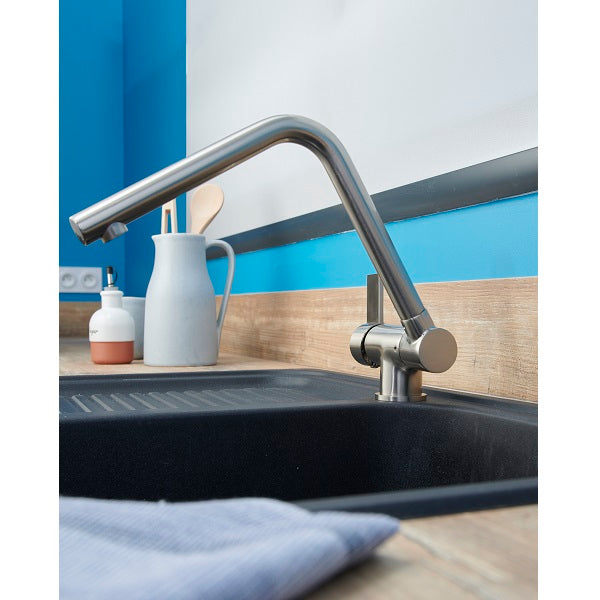 Mitigeur évier à bec basculant ESPERANZA inox brossé ambiance