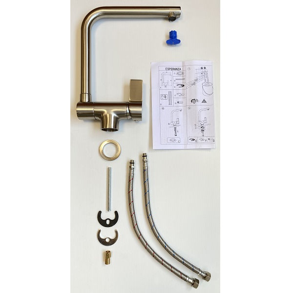 Mitigeur évier à bec basculant ESPERANZA inox brossé décomposition