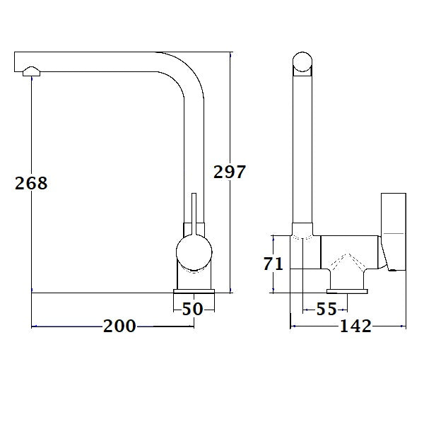 Mitigeur évier à bec basculant ESPERANZA inox brossé dimensions