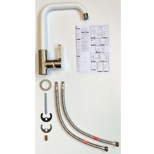 Mitigeur évier bec haut L COLORADO chromé/blanc décomposition