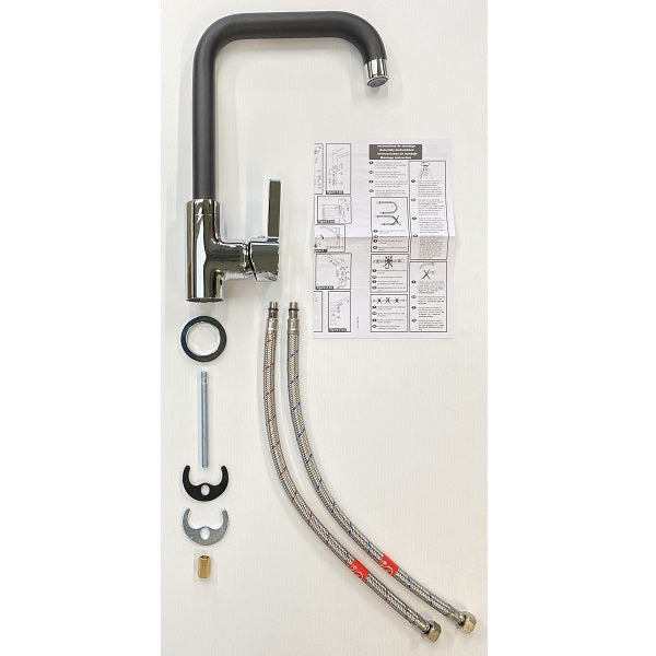 Mitigeur évier bec haut L COLORADO chromé/noir décomposition