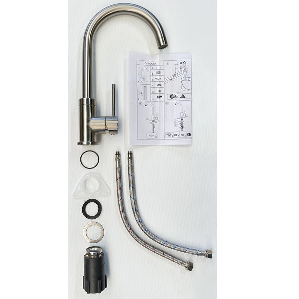 Mitigeur évier haut CORDOBA inox brossé décomposition