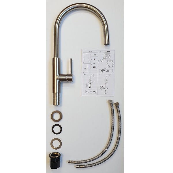 Mitigeur évier haut ILHEA inox brossé décomposition