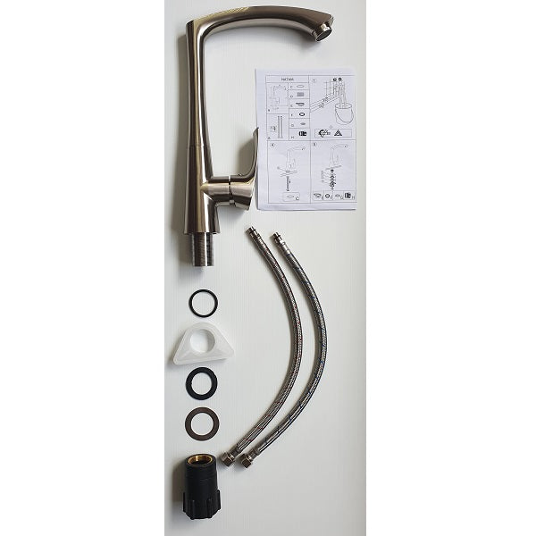 Mitigeur d’évier haut NATAM inox brossé décomposition