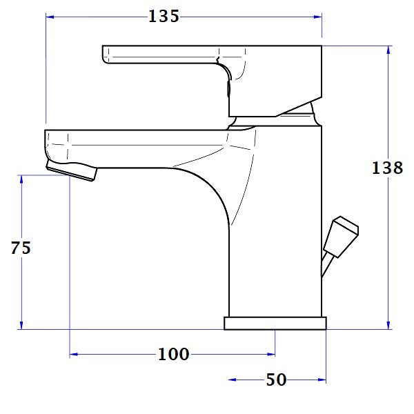 Mitigeur de lavabo NF COLUMBIA dimensions