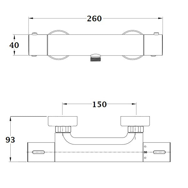 Mitigeur Thermostatique NF Douche LINEATHERM dimensions