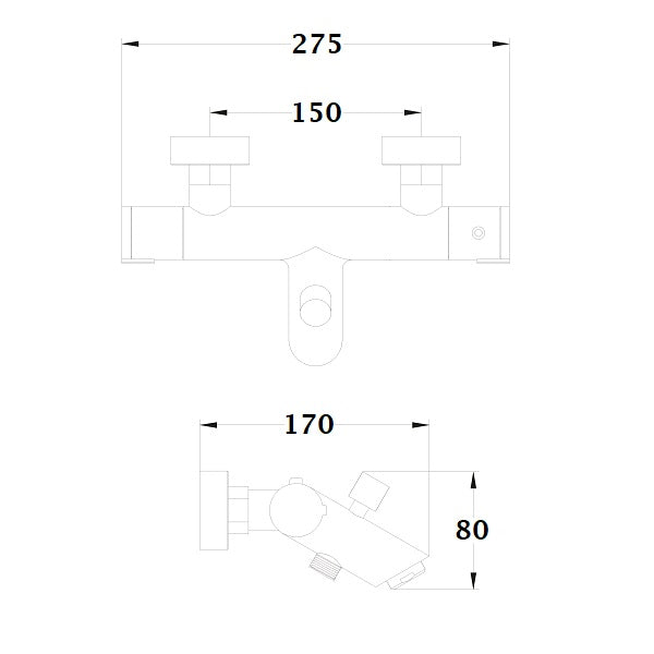 Mitigeur thermostatique de baignoire PROTHERM dimensions