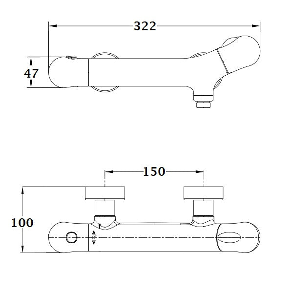 Mitgeur thermostatique de douche corps froid MOGGI dimensions