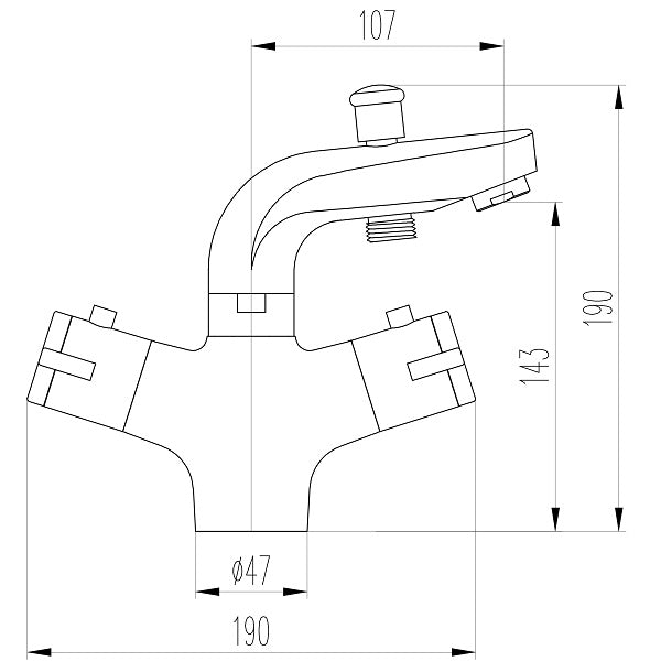 Mitigeur thermostatique monotrou CALI dimensions