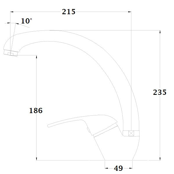 Mitigeur évier bec haut POLA dimensions