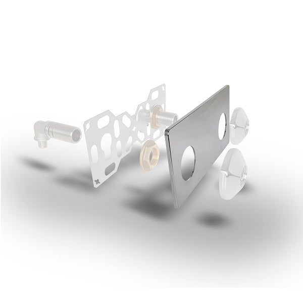 Plaque de finition chromée pour raccordement douche décomposition