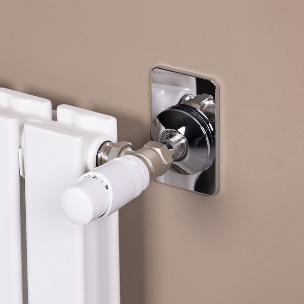 Platine sortie de cloison PER à glissement installé chauffage blanc