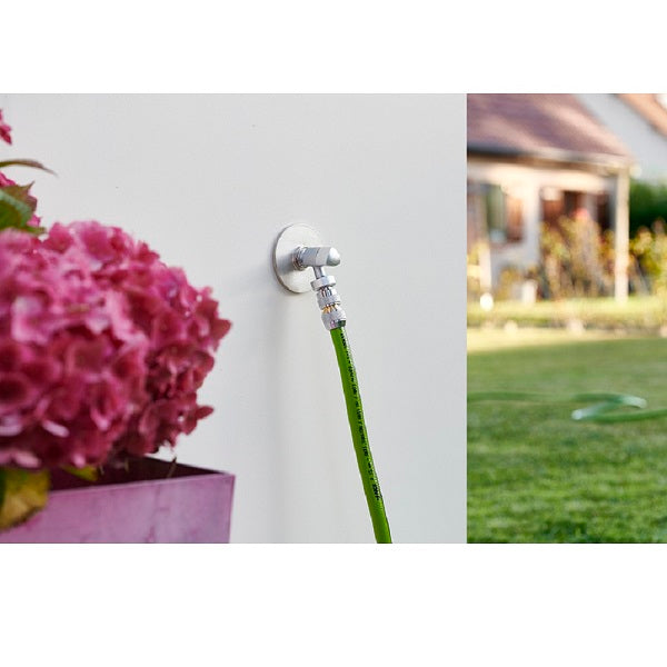 Platine Robinet de Jardin Laiton Nickelé installé