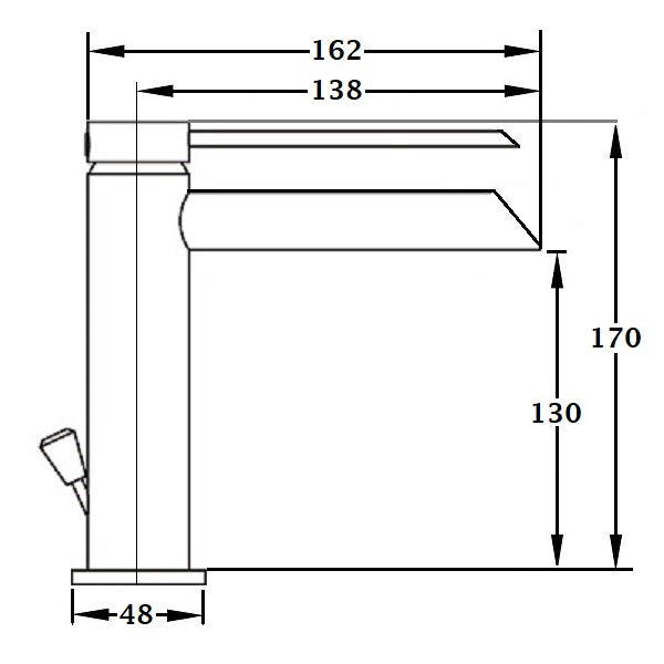 Mitigeur lavabo bec cascade RIOJA dimensions