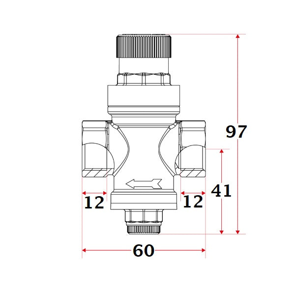 Réducteur de Pression avec Prise Manomètre dimensions