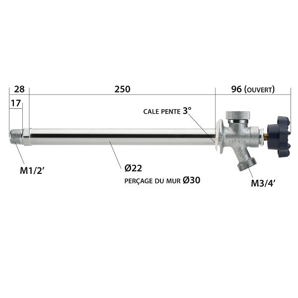 Robinet de Jardin Antigel dimensions