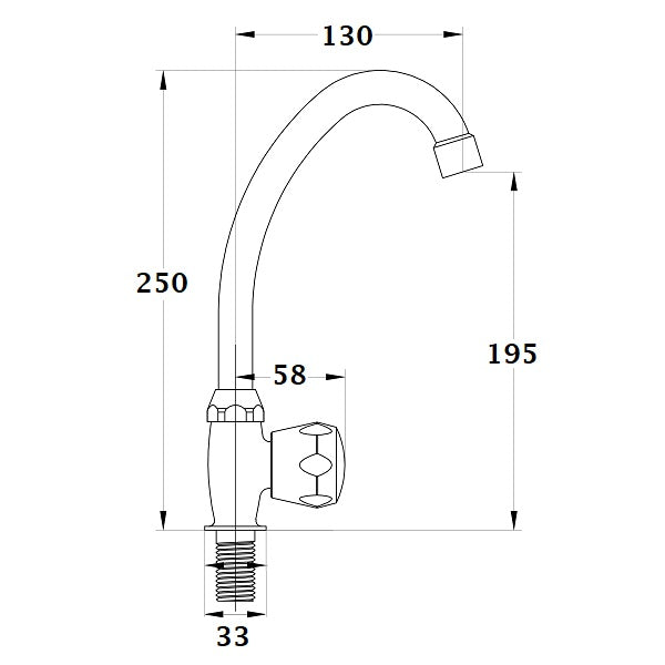 Robinet lave mains haut bec mobile BOURGET dimensions