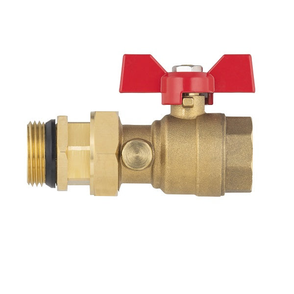 Vanne droite manette rouge pour collecteur plancher chauffant