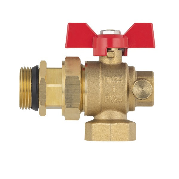 Vanne équerre manette rouge pour collecteur plancher chauffant