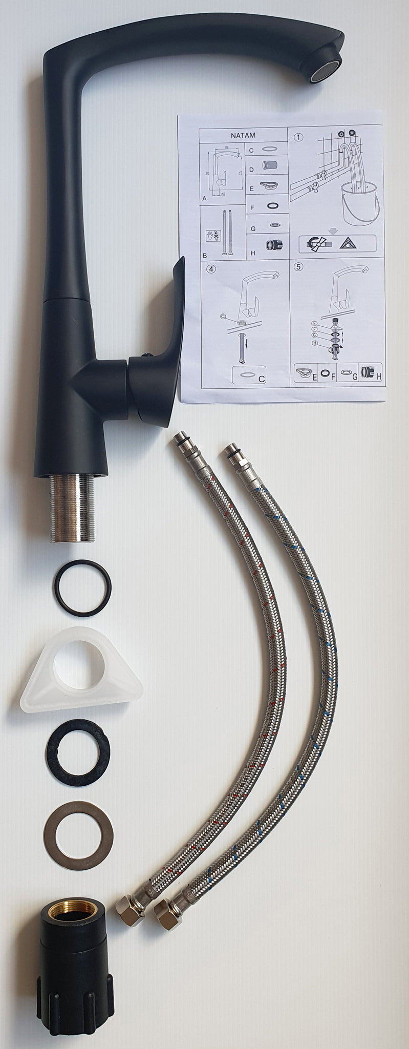 Mitigeur Évier NATAM Noir Mat décomposition