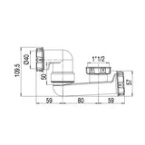 Siphon de baignoire orientable 360° dimensions